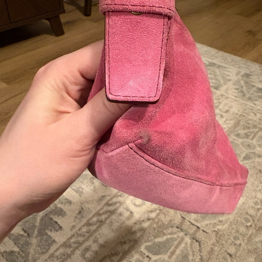 Y2K Pink Suede Coach Hamptons Demi Baguette Shoulder Bag - Picture 7 of 8